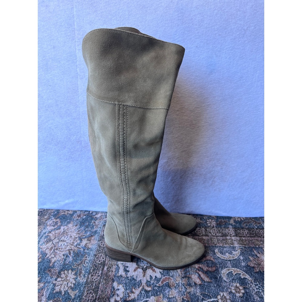 Vince Camuto Taupe Suede Over The Knee Boots Stacked Heel Size 9M 40